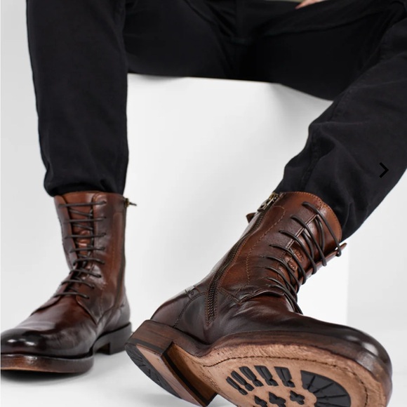 Untamed Street Italian made Men's Brown Leather Boots - Picture 1 of 12